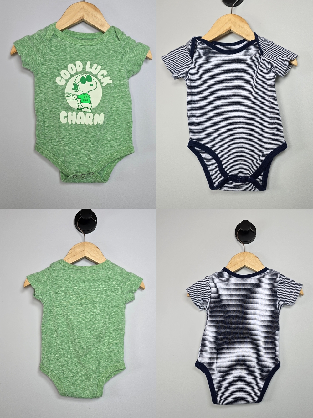 Peanuts Green & First Impressions Navy Baby One-Piece Bodysuit Set
